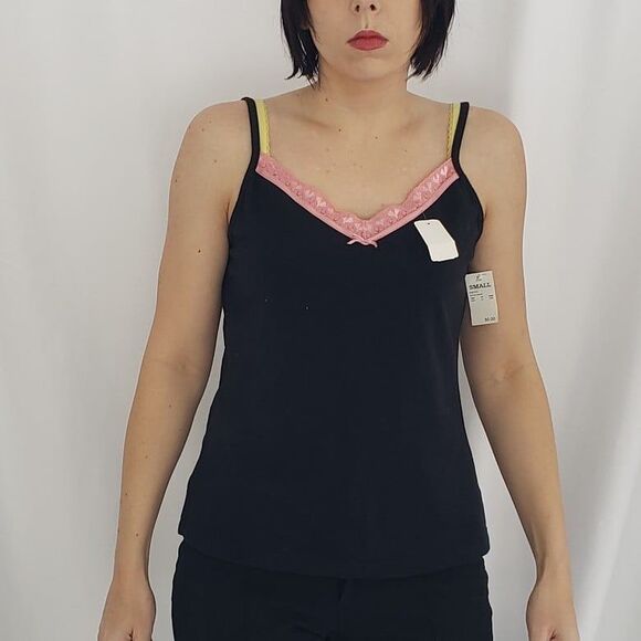 Y2K Deadstock Black‎ and Pink Camisole - Picture 1 of 4